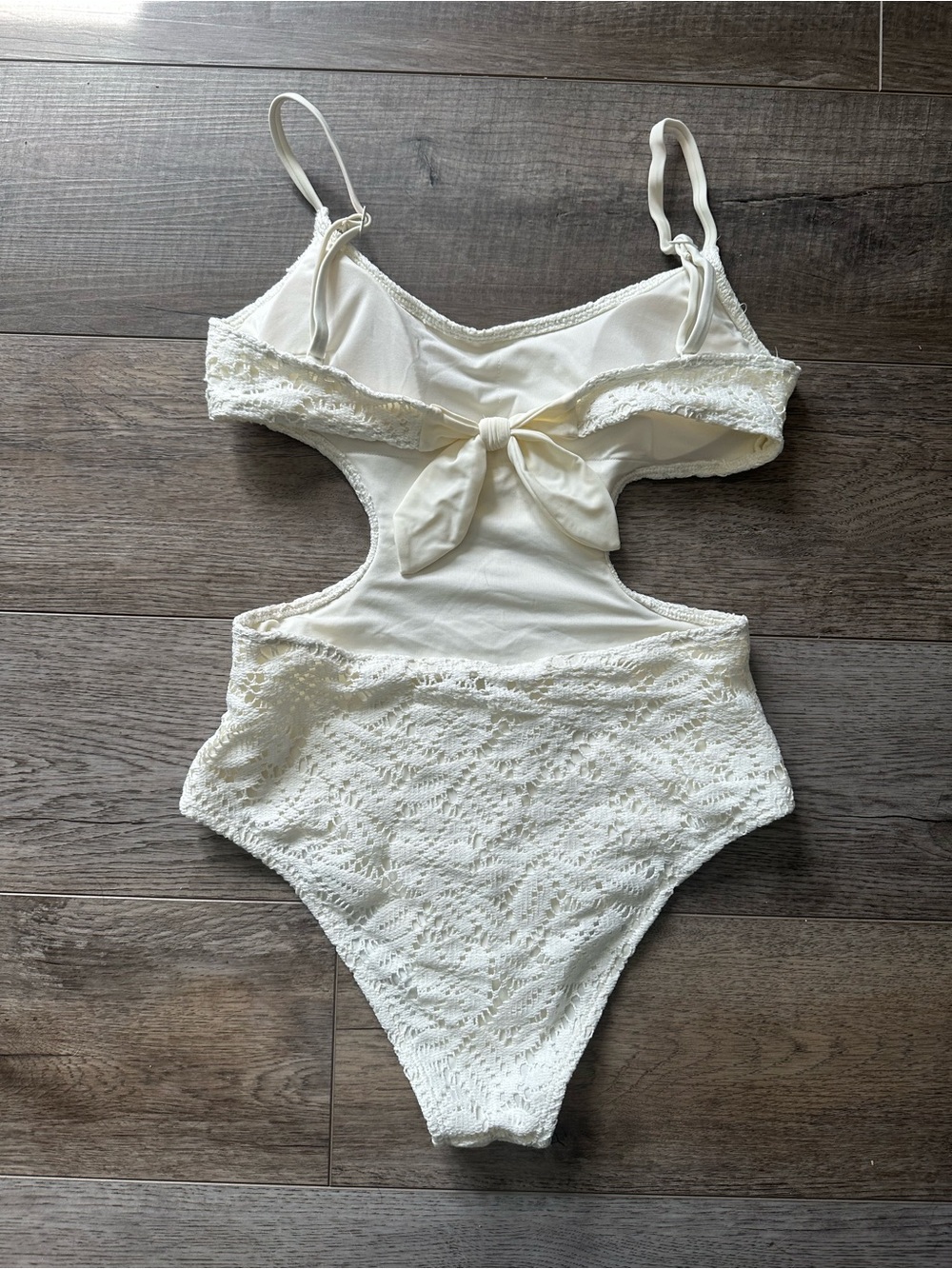 aerie White Crochet Cutout One-Piece Swimsuit - Picture 2 of 2